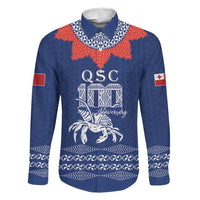 Queen Salote College 100 Years Anniversary Personalized Family Matching Puletasi and Hawaiian Shirt Tonga QSC Royal Blue LT7 Dad's Shirt - Long Sleeve Royal Blue - Polynesian Pride