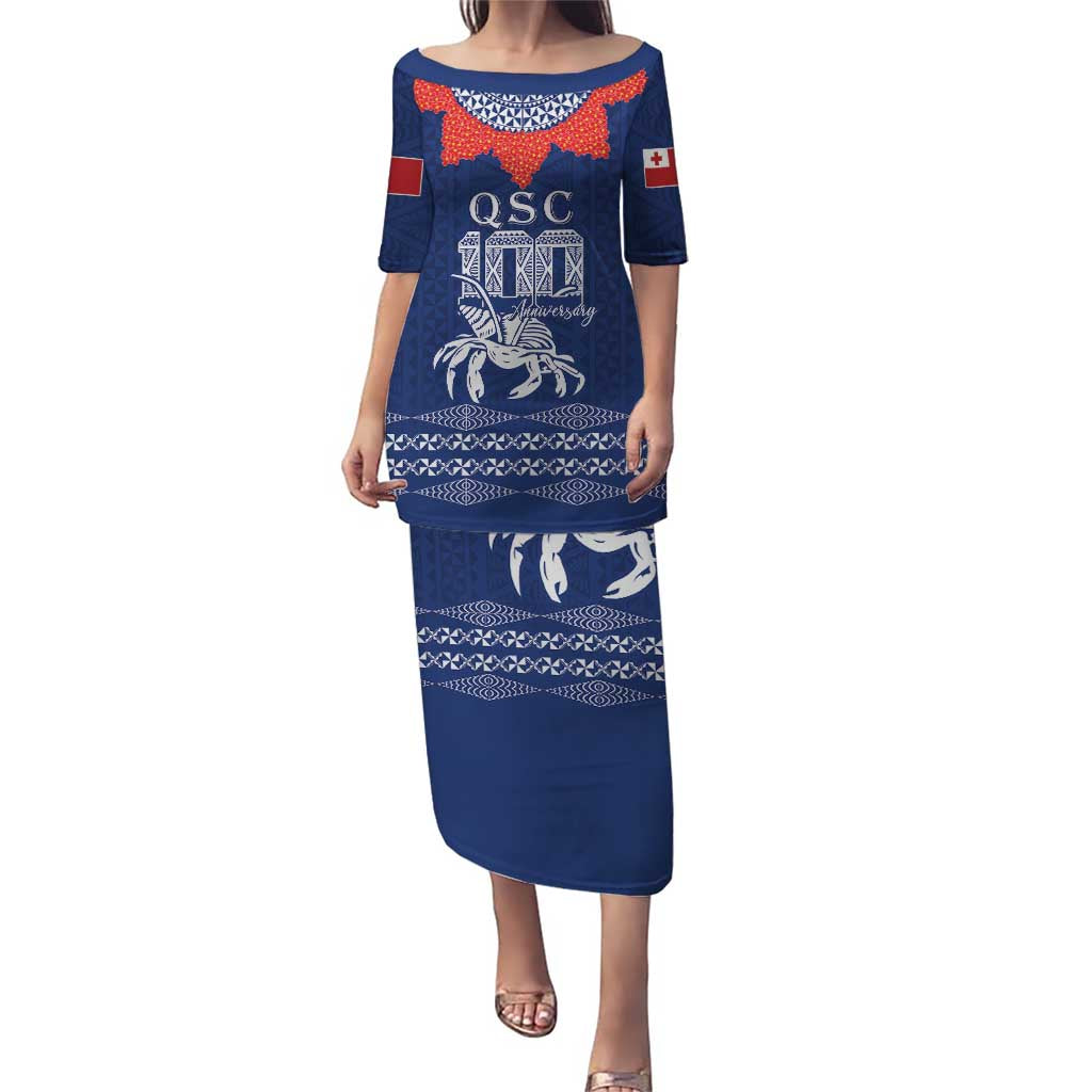 Queen Salote College 100 Years Anniversary Personalized Family Matching Puletasi and Hawaiian Shirt Tonga QSC Royal Blue LT7 Mom's Dress Royal Blue - Polynesian Pride