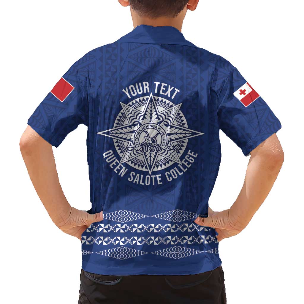 Queen Salote College 100 Years Anniversary Personalized Family Matching Tank Maxi Dress and Hawaiian Shirt Tonga QSC Royal Blue LT7 - Polynesian Pride