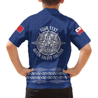 Queen Salote College 100 Years Anniversary Personalized Family Matching Tank Maxi Dress and Hawaiian Shirt Tonga QSC Royal Blue LT7 - Polynesian Pride