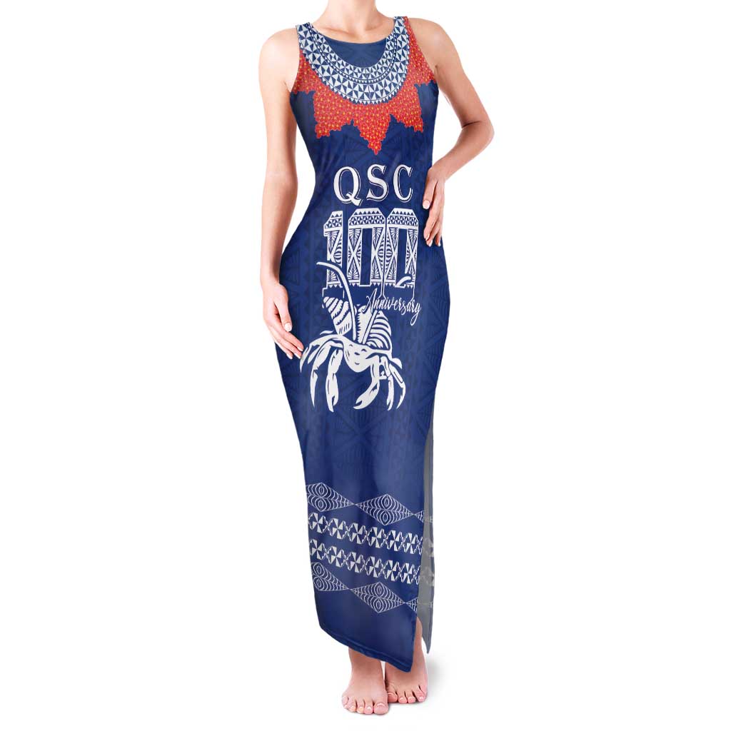 Queen Salote College 100 Years Anniversary Personalized Family Matching Tank Maxi Dress and Hawaiian Shirt Tonga QSC Royal Blue LT7 Mom's Dress Royal Blue - Polynesian Pride