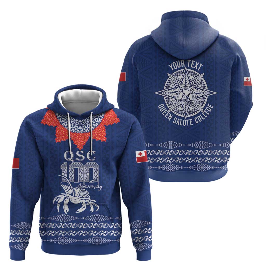 Queen Salote College 100 Years Anniversary Personalized Hoodie Tonga QSC Royal Blue - Polynesian Pride