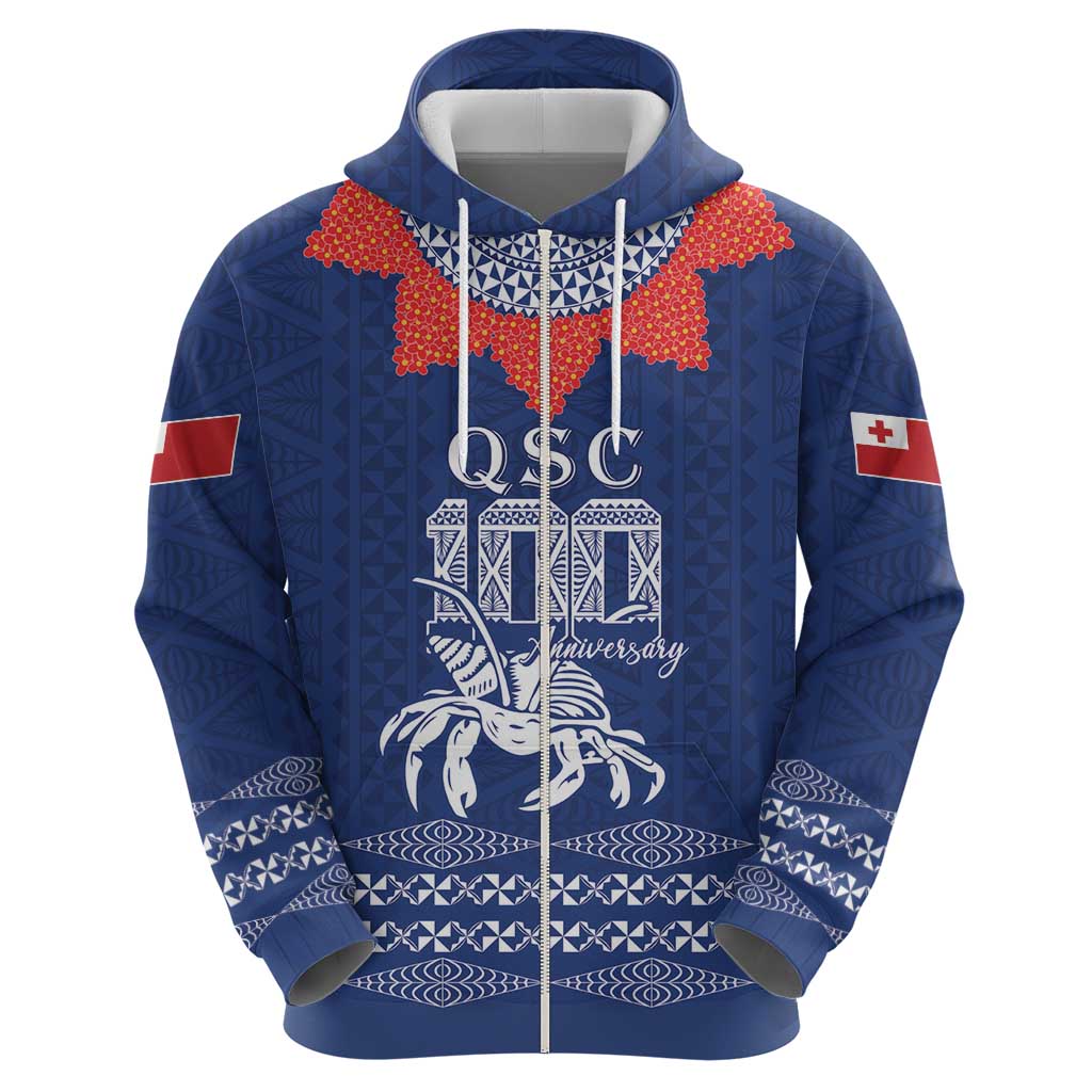 Queen Salote College 100 Years Anniversary Personalized Hoodie Tonga QSC Royal Blue - Polynesian Pride