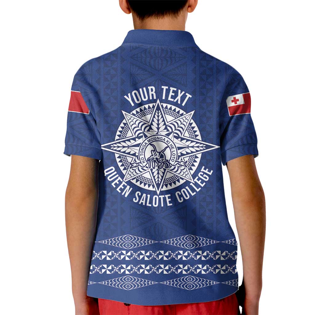 Queen Salote College 100 Years Anniversary Personalized Kid Polo Shirt Tonga QSC Royal Blue - Polynesian Pride