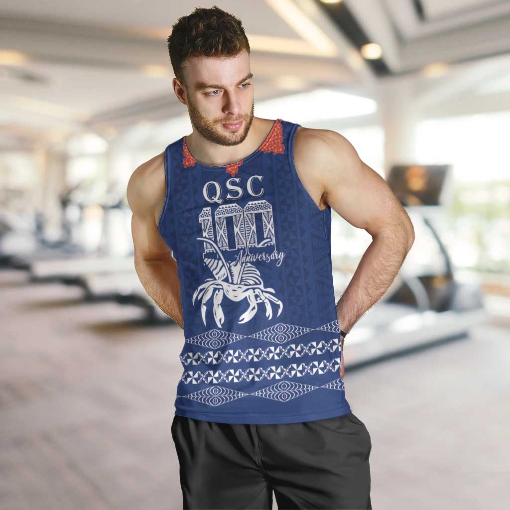 Queen Salote College 100 Years Anniversary Personalized Men Tank Top Tonga QSC Royal Blue - Polynesian Pride