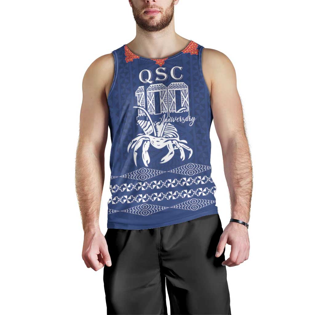 Queen Salote College 100 Years Anniversary Personalized Men Tank Top Tonga QSC Royal Blue - Polynesian Pride