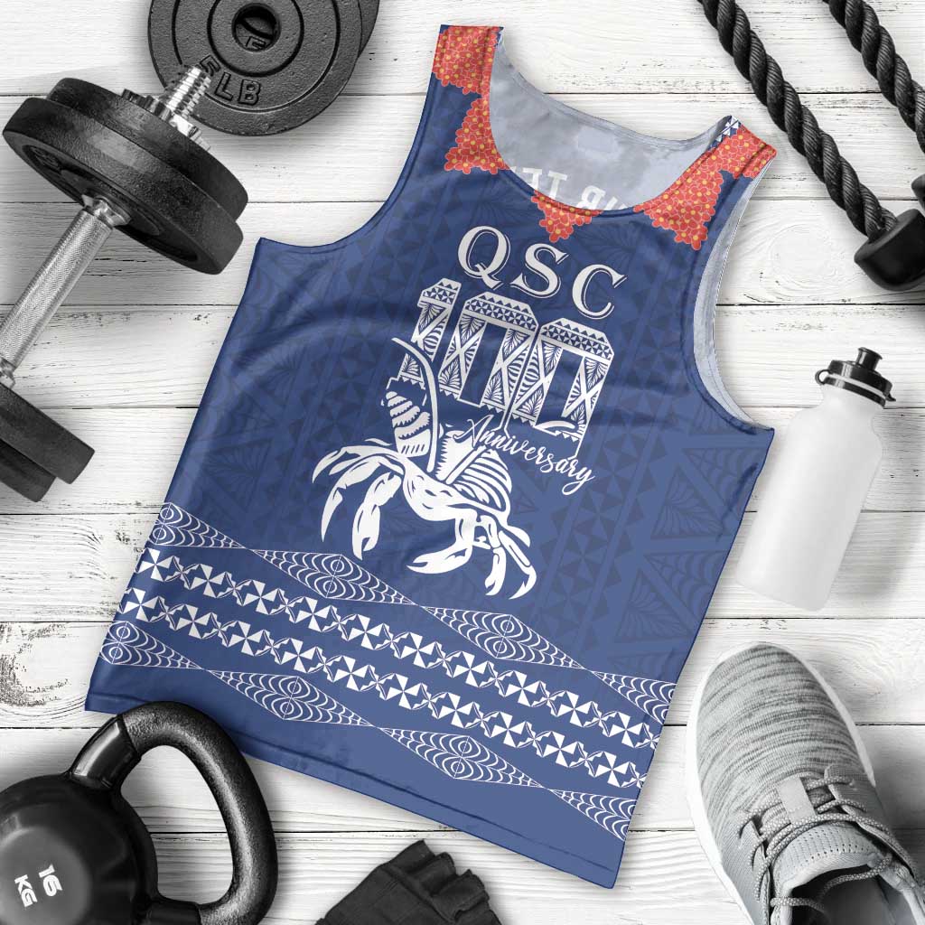 Queen Salote College 100 Years Anniversary Personalized Men Tank Top Tonga QSC Royal Blue - Polynesian Pride