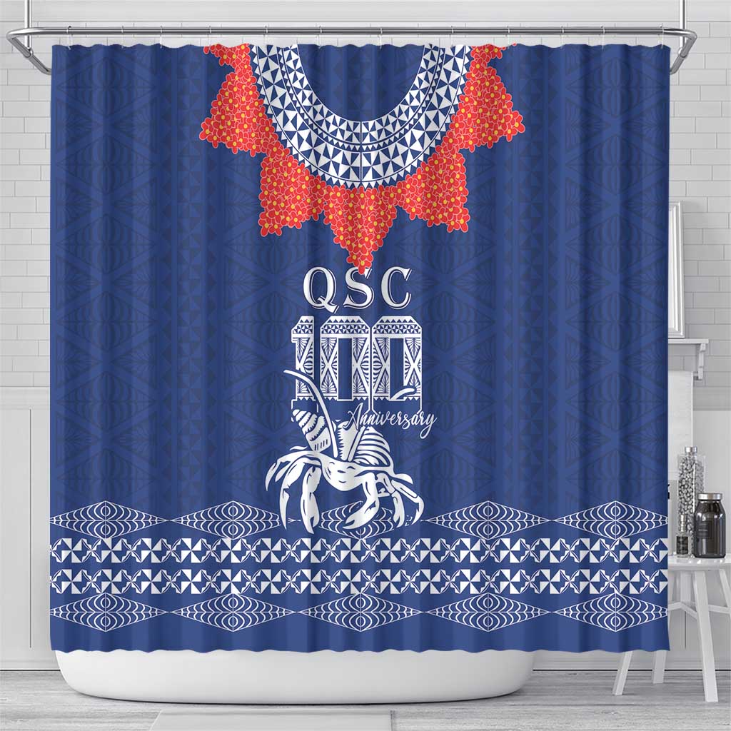 Queen Salote College 100 Years Anniversary Shower Curtain Tonga QSC Royal Blue - Polynesian Pride