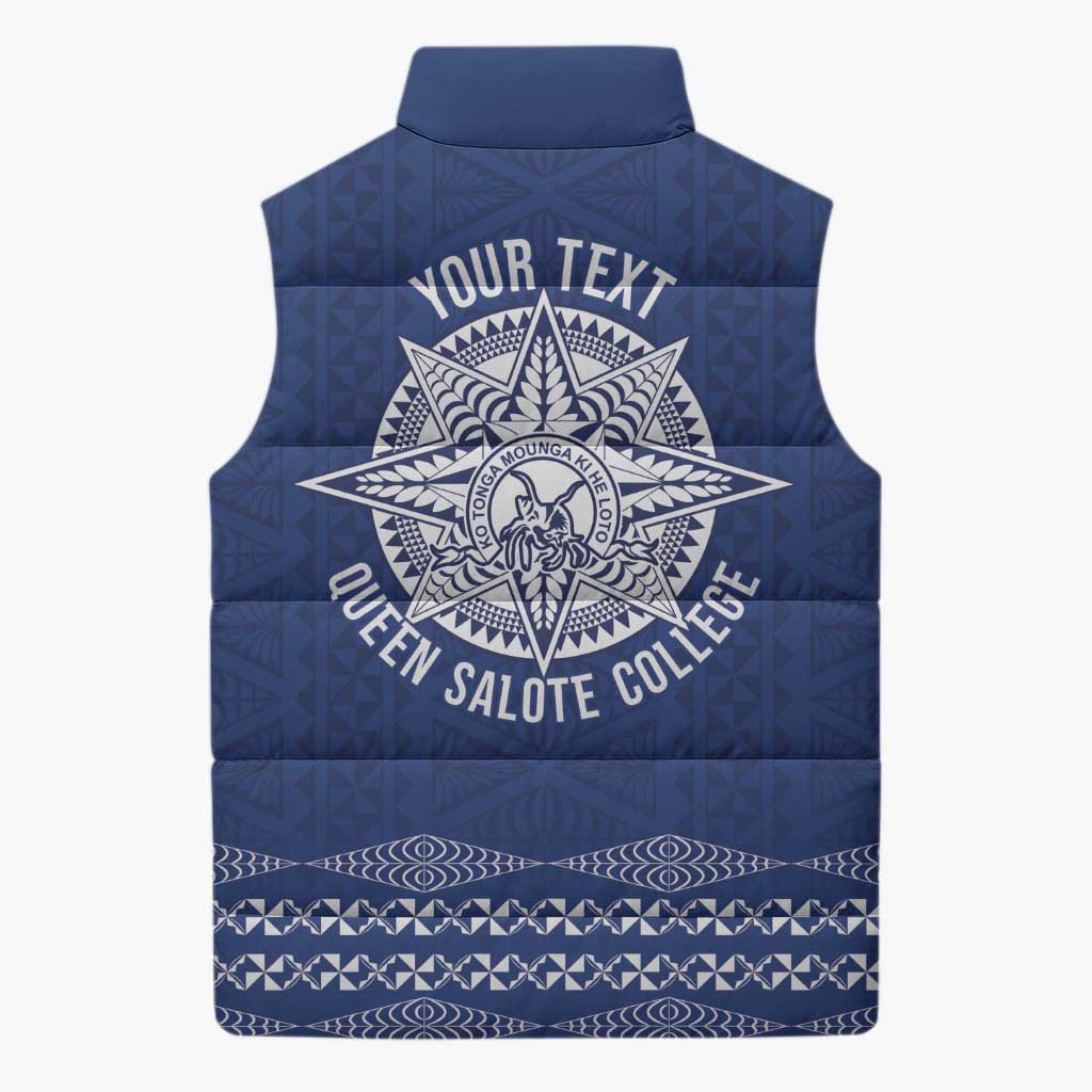 Queen Salote College 100 Years Anniversary Personalized Sleeveless Puffer Jacket Tonga QSC Royal Blue LT7 - Polynesian Pride