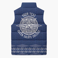 Queen Salote College 100 Years Anniversary Personalized Sleeveless Puffer Jacket Tonga QSC Royal Blue LT7 - Polynesian Pride
