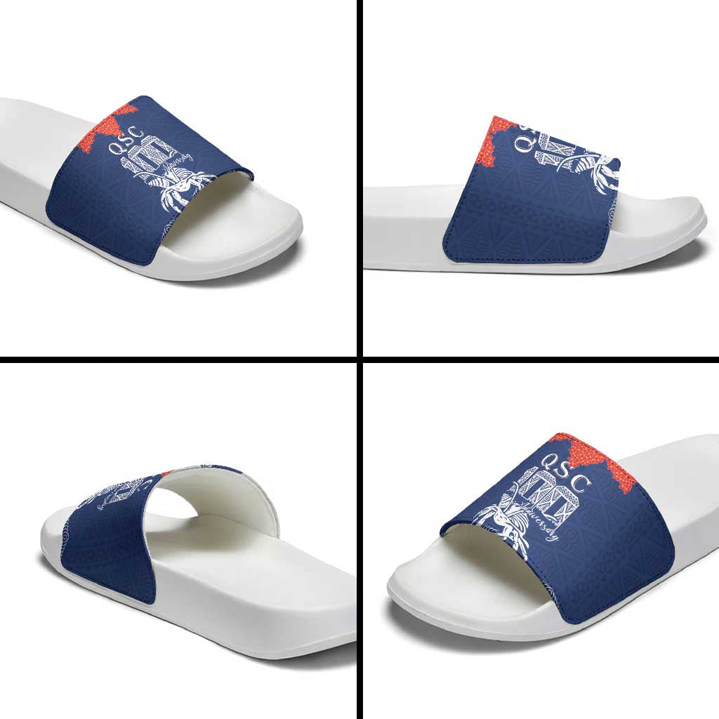 Queen Salote College 100 Years Anniversary Slide Sandals Tonga QSC Royal Blue - Polynesian Pride