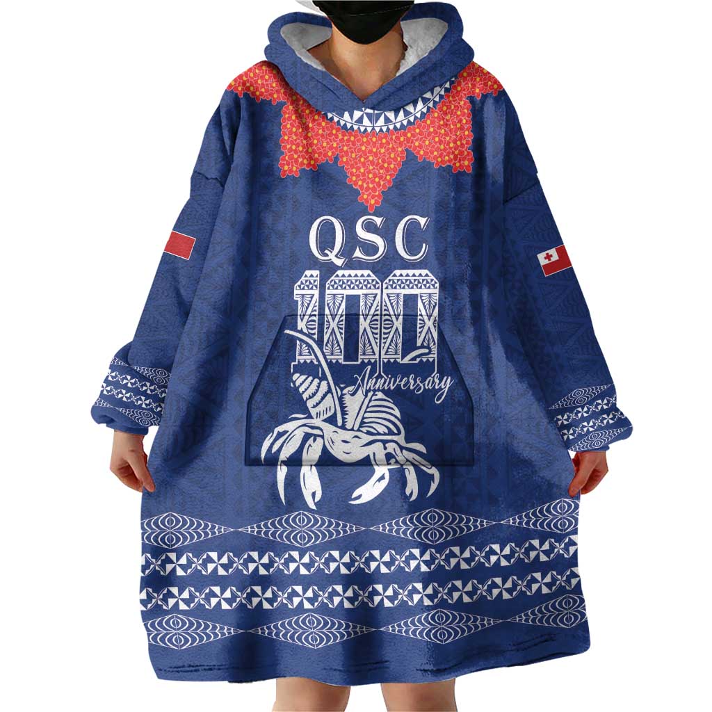 Queen Salote College 100 Years Anniversary Personalized Wearable Blanket Hoodie Tonga QSC Royal Blue LT7 - Polynesian Pride
