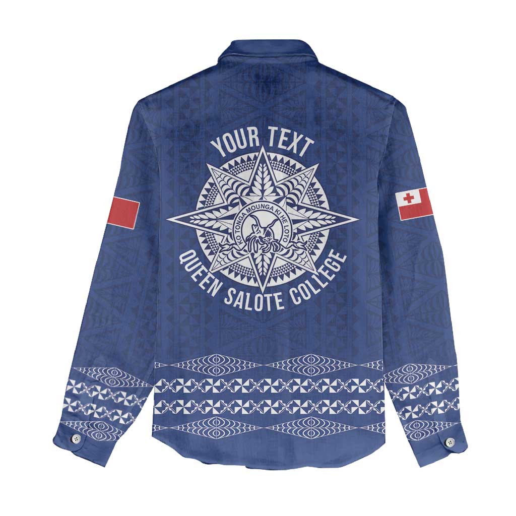 Queen Salote College 100 Years Anniversary Personalized Women Casual Shirt Tonga QSC Royal Blue - Polynesian Pride