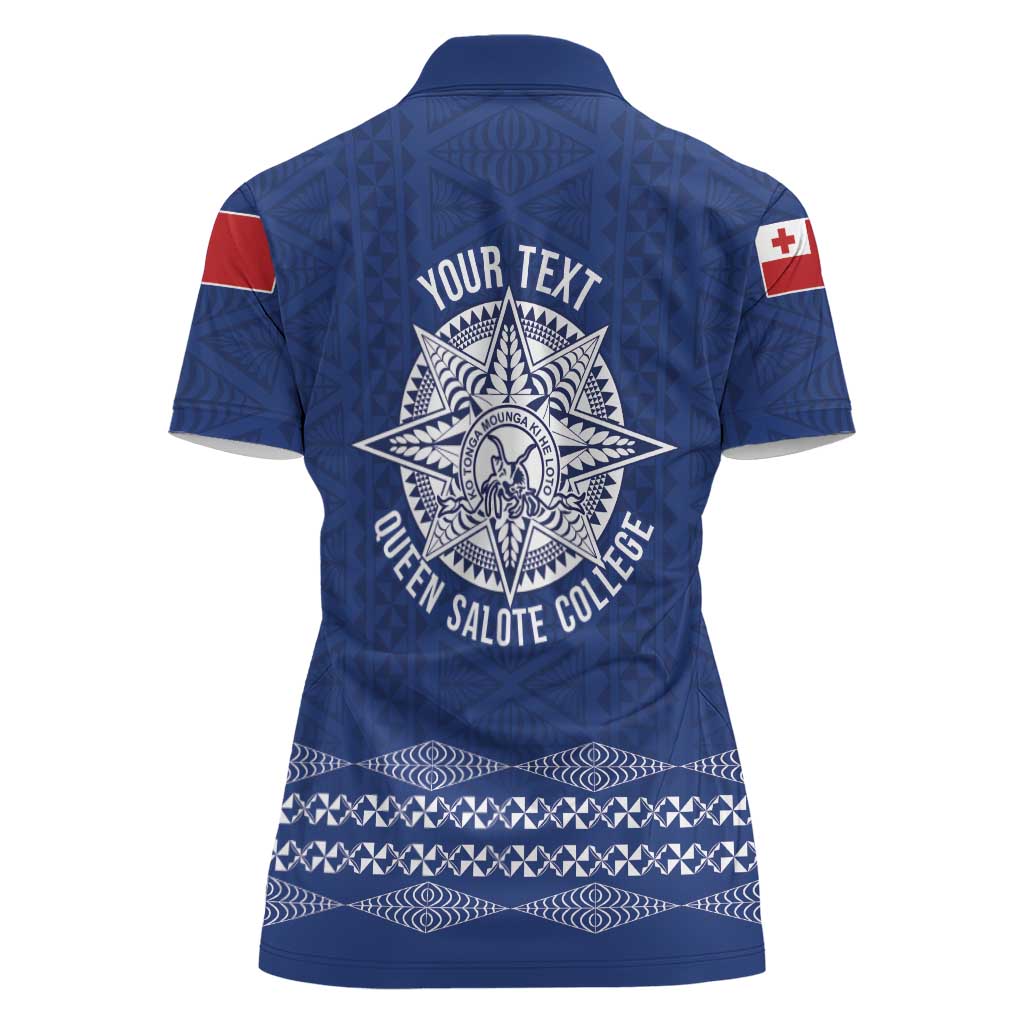 Queen Salote College 100 Years Anniversary Personalized Women Polo Shirt Tonga QSC Royal Blue - Polynesian Pride