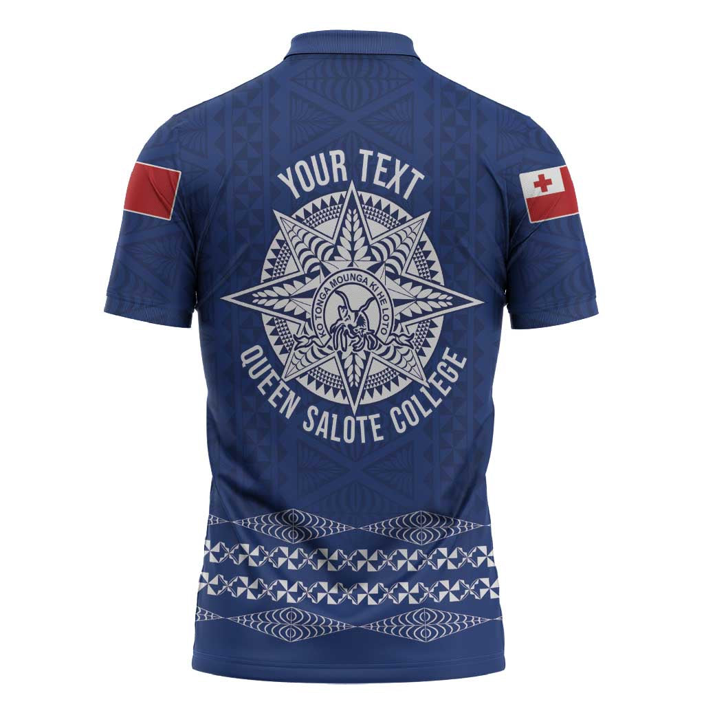Queen Salote College 100 Years Anniversary Personalized Zipper Polo Shirt Tonga QSC Royal Blue - Polynesian Pride