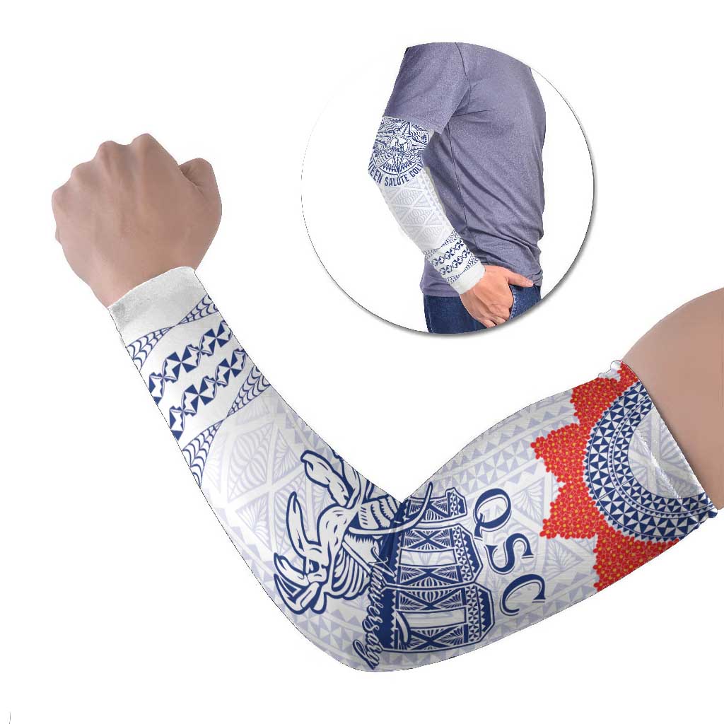 Queen Salote College 100 Years Anniversary Personalized Arm Sleeves Tonga QSC White - Polynesian Pride
