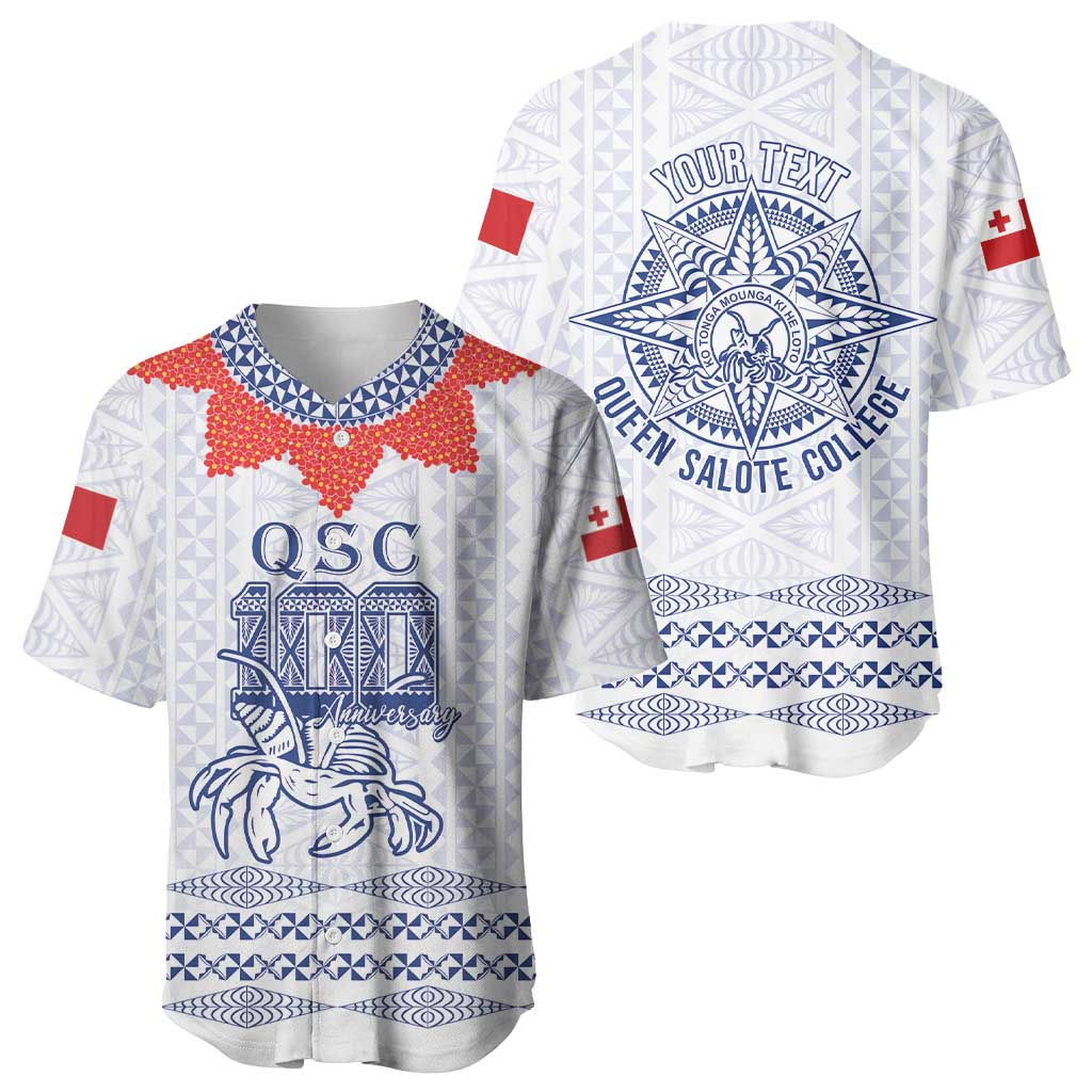 Queen Salote College 100 Years Anniversary Personalized Baseball Jersey Tonga QSC White - Polynesian Pride