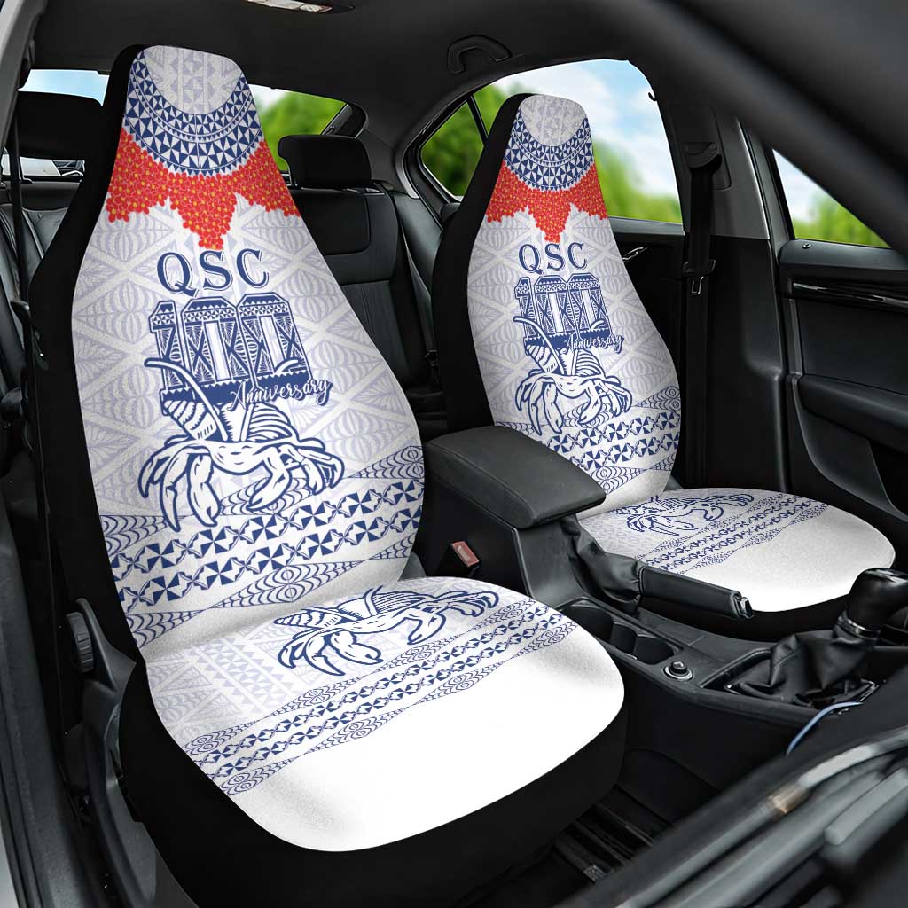 Queen Salote College 100 Years Anniversary Car Seat Cover Tonga QSC White LT7 One Size White - Polynesian Pride