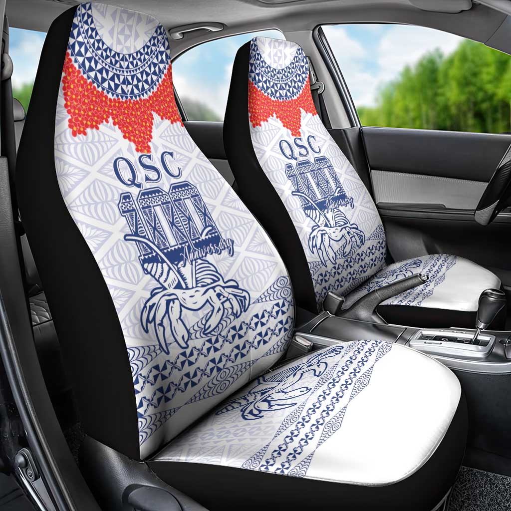Queen Salote College 100 Years Anniversary Car Seat Cover Tonga QSC White LT7 - Polynesian Pride