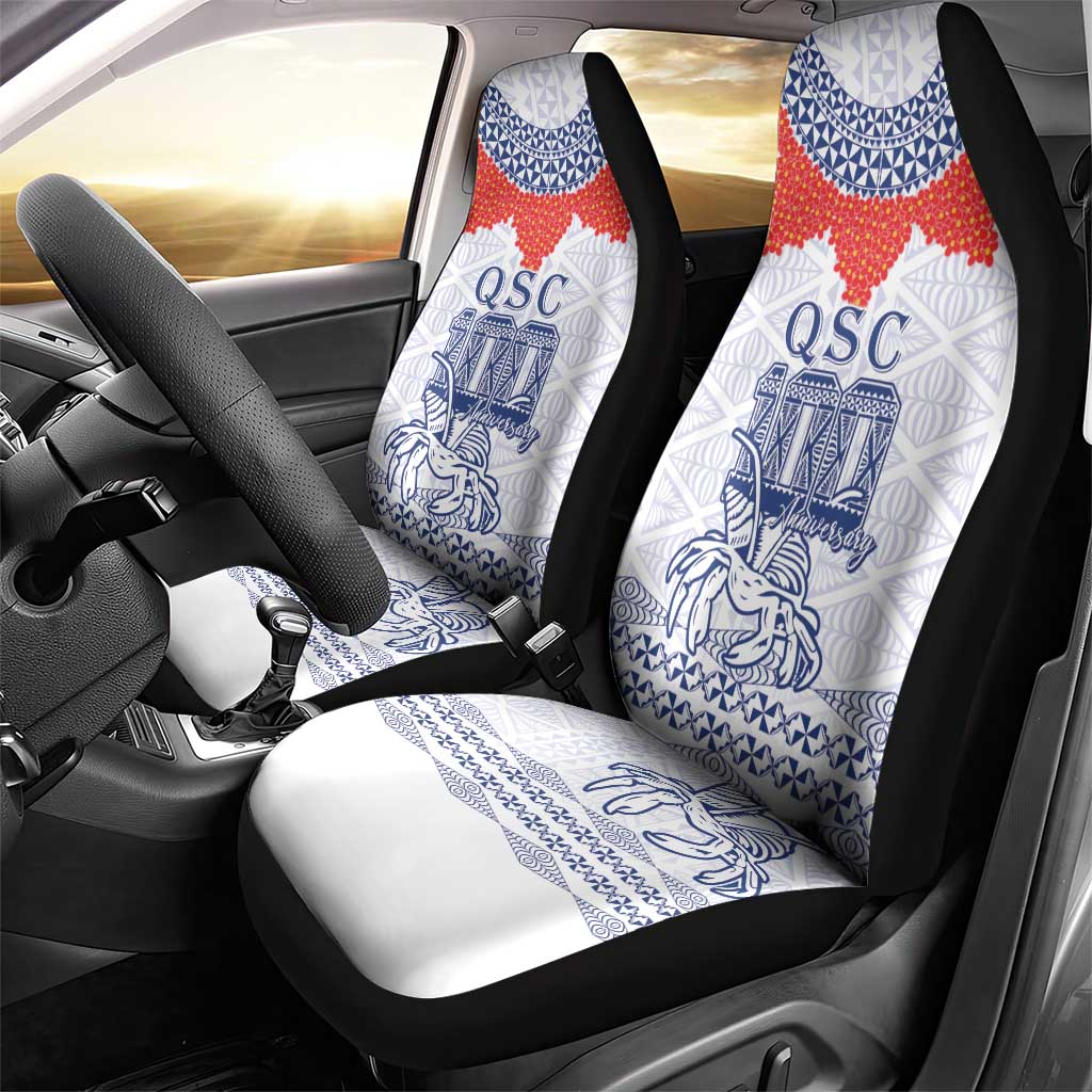 Queen Salote College 100 Years Anniversary Car Seat Cover Tonga QSC White LT7 - Polynesian Pride