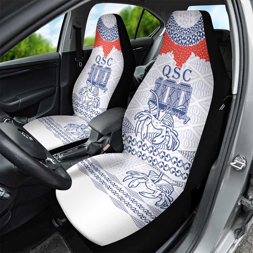 Queen Salote College 100 Years Anniversary Car Seat Cover Tonga QSC White LT7 - Polynesian Pride