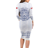 Queen Salote College 100 Years Anniversary Personalized Family Matching Long Sleeve Bodycon Dress and Hawaiian Shirt Tonga QSC White LT7 - Polynesian Pride