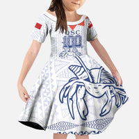 Queen Salote College 100 Years Anniversary Personalized Family Matching Puletasi and Hawaiian Shirt Tonga QSC White LT7 Daughter's Dress White - Polynesian Pride
