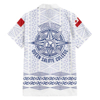 Queen Salote College 100 Years Anniversary Personalized Family Matching Puletasi and Hawaiian Shirt Tonga QSC White LT7 - Polynesian Pride
