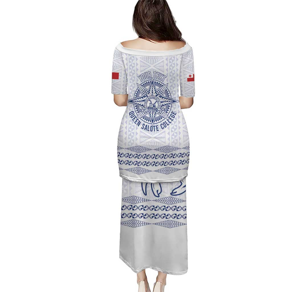 Queen Salote College 100 Years Anniversary Personalized Family Matching Puletasi and Hawaiian Shirt Tonga QSC White LT7 - Polynesian Pride