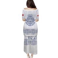 Queen Salote College 100 Years Anniversary Personalized Family Matching Puletasi and Hawaiian Shirt Tonga QSC White LT7 - Polynesian Pride