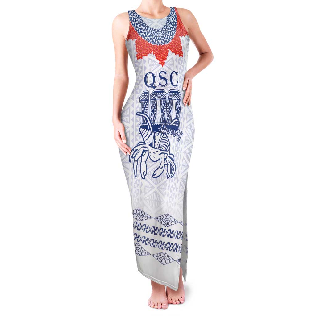 Queen Salote College 100 Years Anniversary Personalized Family Matching Tank Maxi Dress and Hawaiian Shirt Tonga QSC White LT7 Mom's Dress White - Polynesian Pride