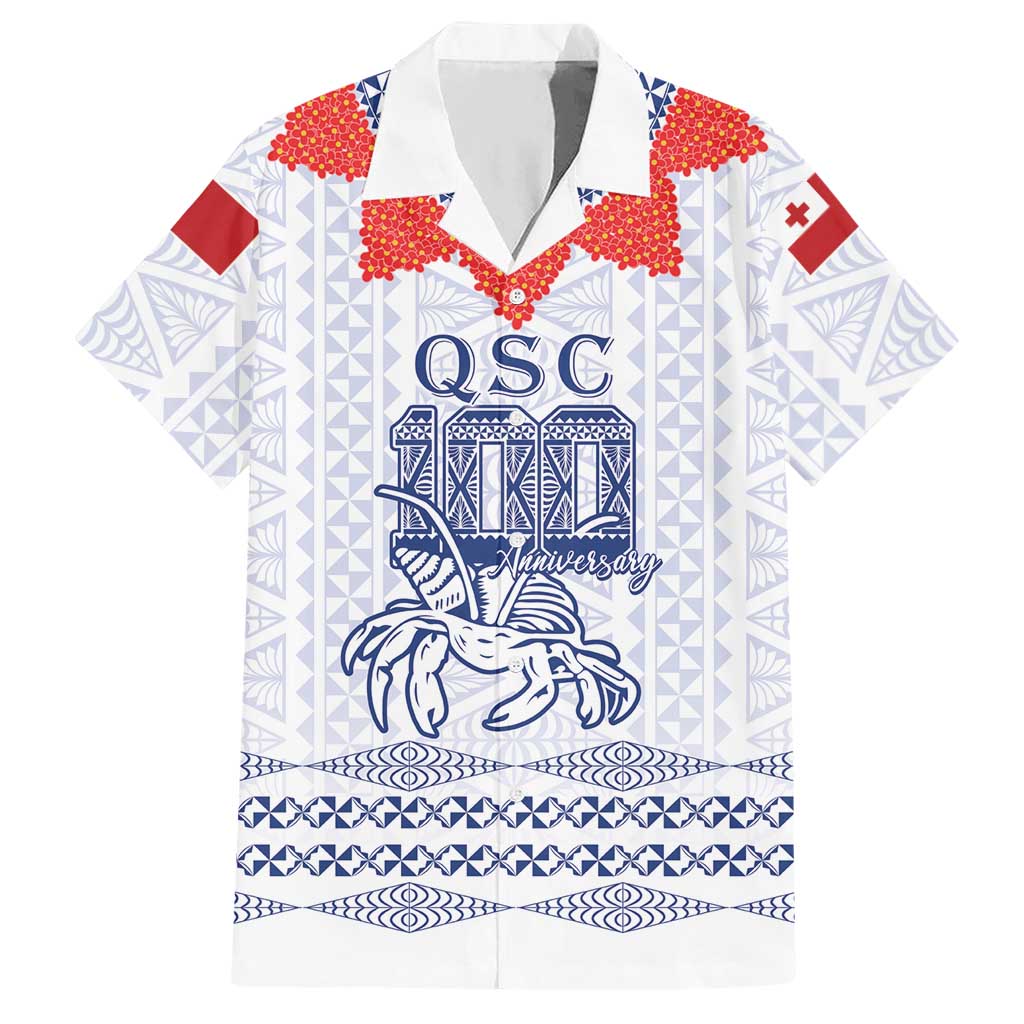 Queen Salote College 100 Years Anniversary Personalized Hawaiian Shirt Tonga QSC White - Polynesian Pride