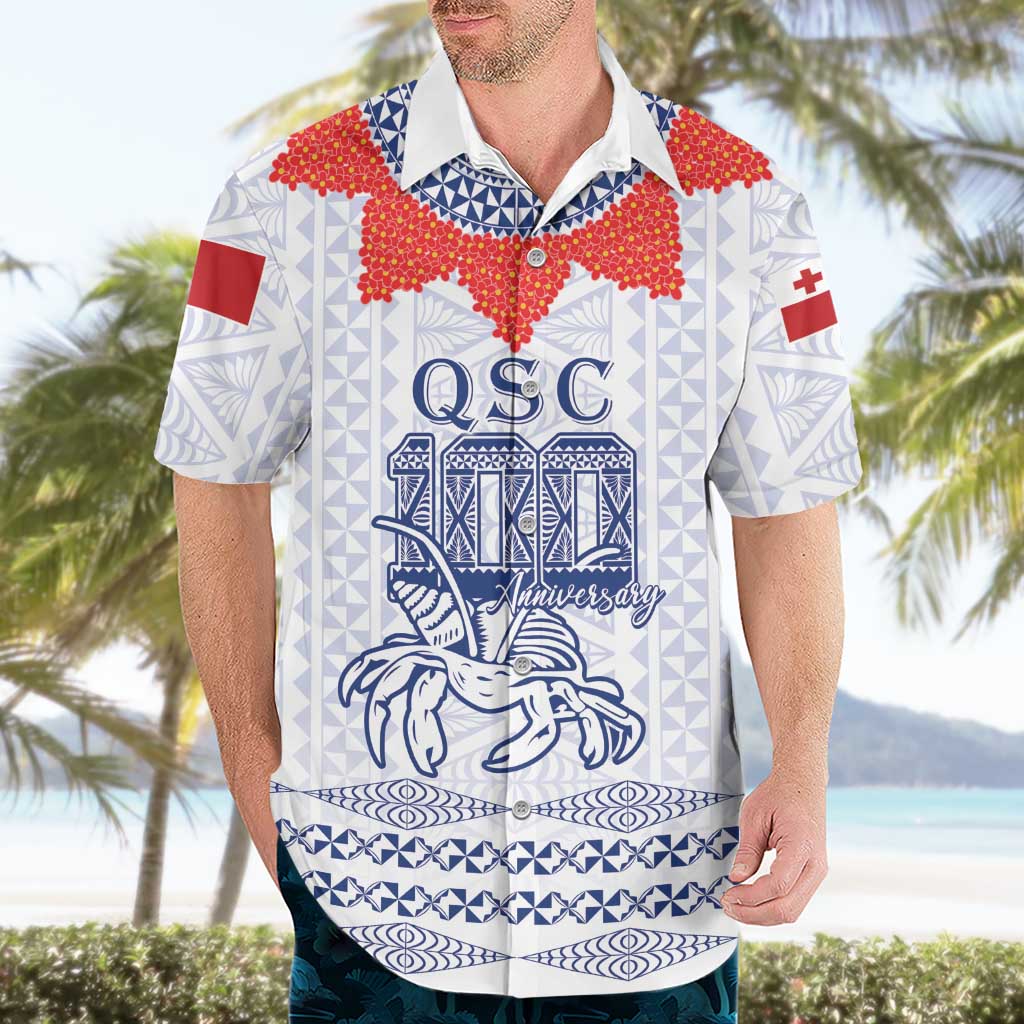 Queen Salote College 100 Years Anniversary Personalized Hawaiian Shirt Tonga QSC White - Polynesian Pride