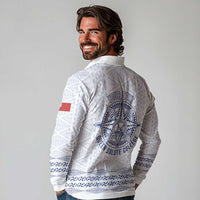 Queen Salote College 100 Years Anniversary Personalized Long Sleeve Polo Shirt Tonga QSC White LT7 - Polynesian Pride