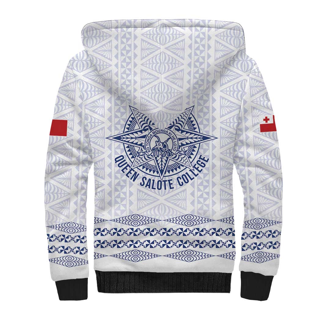 Queen Salote College 100 Years Anniversary Personalized Sherpa Hoodie Tonga QSC White - Polynesian Pride