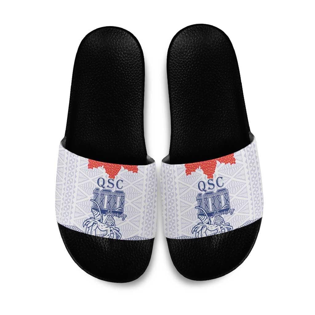 Queen Salote College 100 Years Anniversary Slide Sandals Tonga QSC White - Polynesian Pride