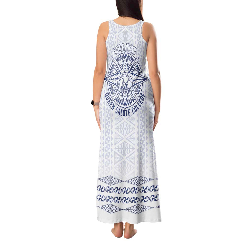 Queen Salote College 100 Years Anniversary Personalized Tank Maxi Dress Tonga QSC White - Polynesian Pride