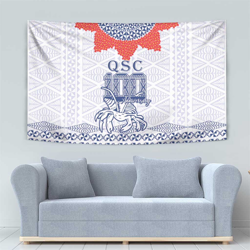 Queen Salote College 100 Years Anniversary Tapestry Tonga QSC White - Polynesian Pride
