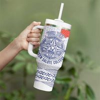 Queen Salote College 100 Years Anniversary Personalized Tumbler With Handle Tonga QSC White - Polynesian Pride