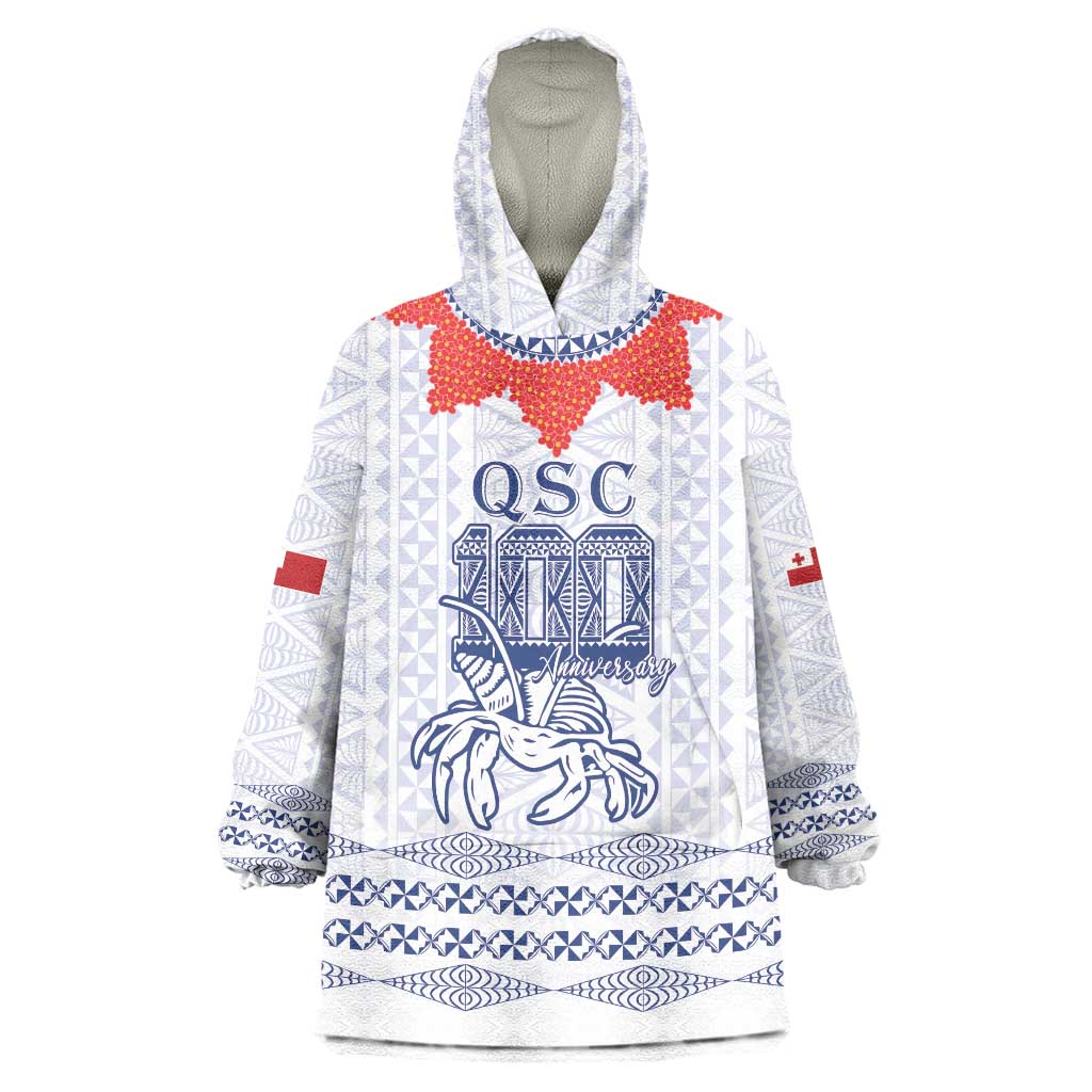 Queen Salote College 100 Years Anniversary Personalized Wearable Blanket Hoodie Tonga QSC White LT7 One Size White - Polynesian Pride