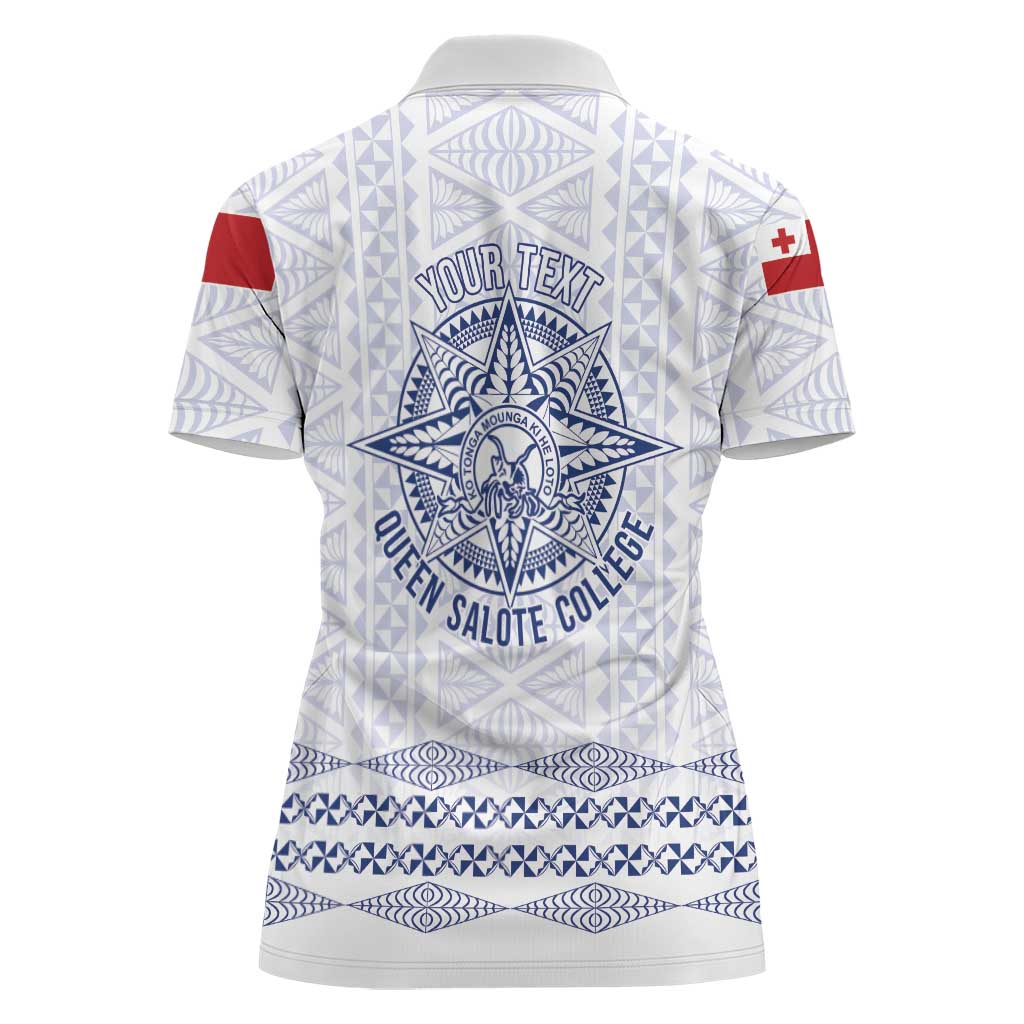 Queen Salote College 100 Years Anniversary Personalized Women Polo Shirt Tonga QSC White - Polynesian Pride