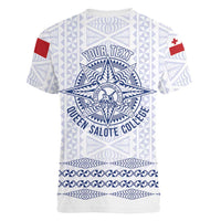 Queen Salote College 100 Years Anniversary Personalized Women V-Neck T-Shirt Tonga QSC White - Polynesian Pride