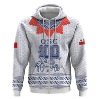 Queen Salote College 100 Years Anniversary Personalized Zip Hoodie Tonga QSC White - Polynesian Pride