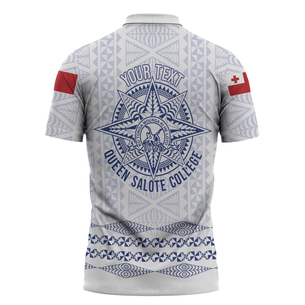Queen Salote College 100 Years Anniversary Personalized Zipper Polo Shirt Tonga QSC White - Polynesian Pride