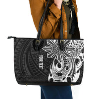 Personalised Philippines Leather Tote Bag Tribal Sun LT7 - Polynesian Pride