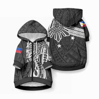 Personalised Philippines Pet Hoodie Tribal Sun LT7 Zip-up Black - Polynesian Pride