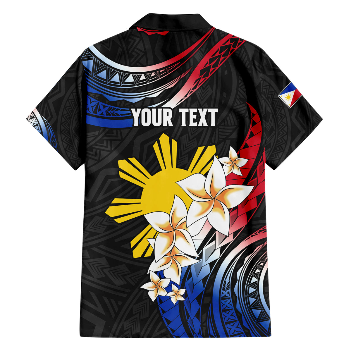 Personalised Philippines Tribal Family Matching Short Sleeve Bodycon Dress and Hawaiian Shirt Mix Plumeria - Flag Colors LT7 - Polynesian Pride