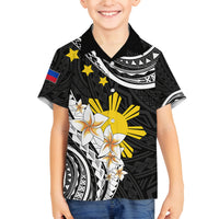 Personalised Philippines Tribal Family Matching Long Sleeve Bodycon Dress and Hawaiian Shirt Mix Plumeria LT7 Son's Shirt Black - Polynesian Pride