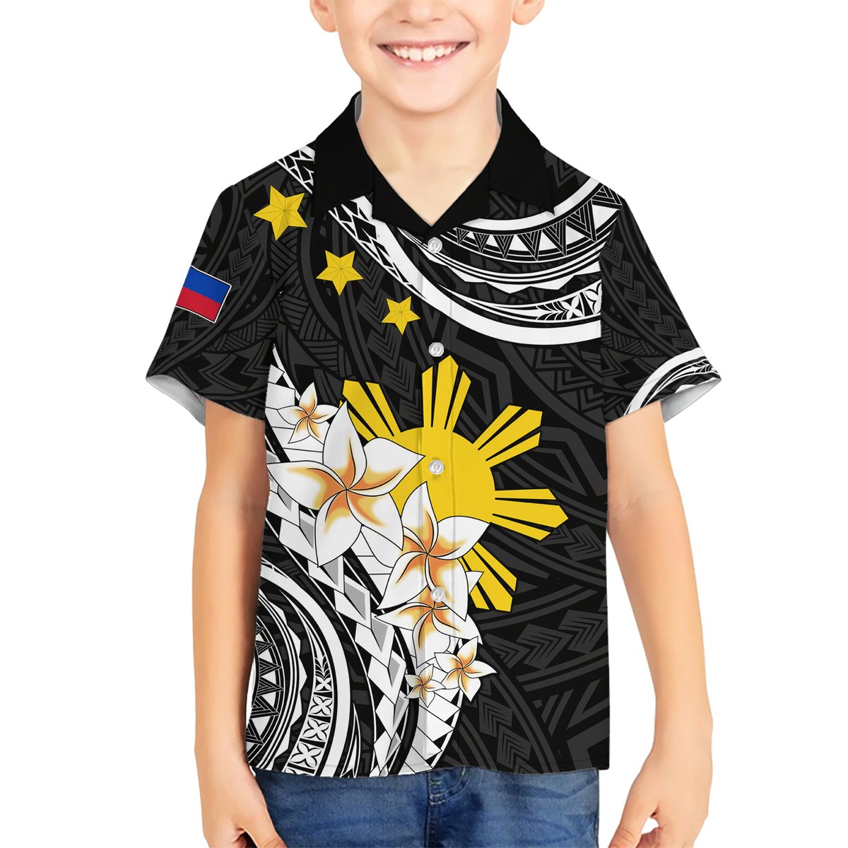 Personalised Philippines Tribal Hawaiian Shirt Mix Plumeria LT7 - Polynesian Pride
