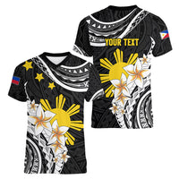 Personalised Philippines Tribal Women V Neck T Shirt Mix Plumeria LT7 - Polynesian Pride